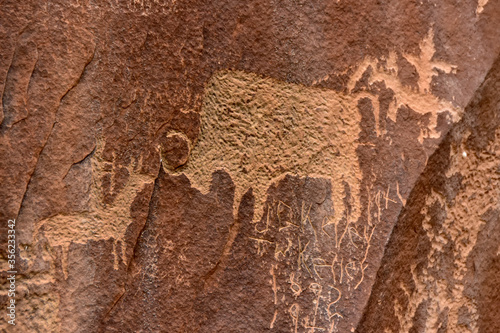 Petroglyphs on Newspaper Rock, Utah photo