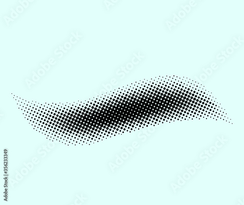 halftone curved wave in a modern style. The texture of the dots.