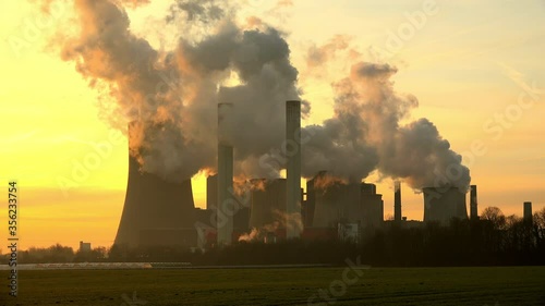 WS Smoke coming from Coal Power Plant Niederaussem / Niederaussem, North Rhine-Westphalia, Germany photo