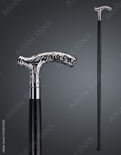 Walking sticks and crutches. High quality photo