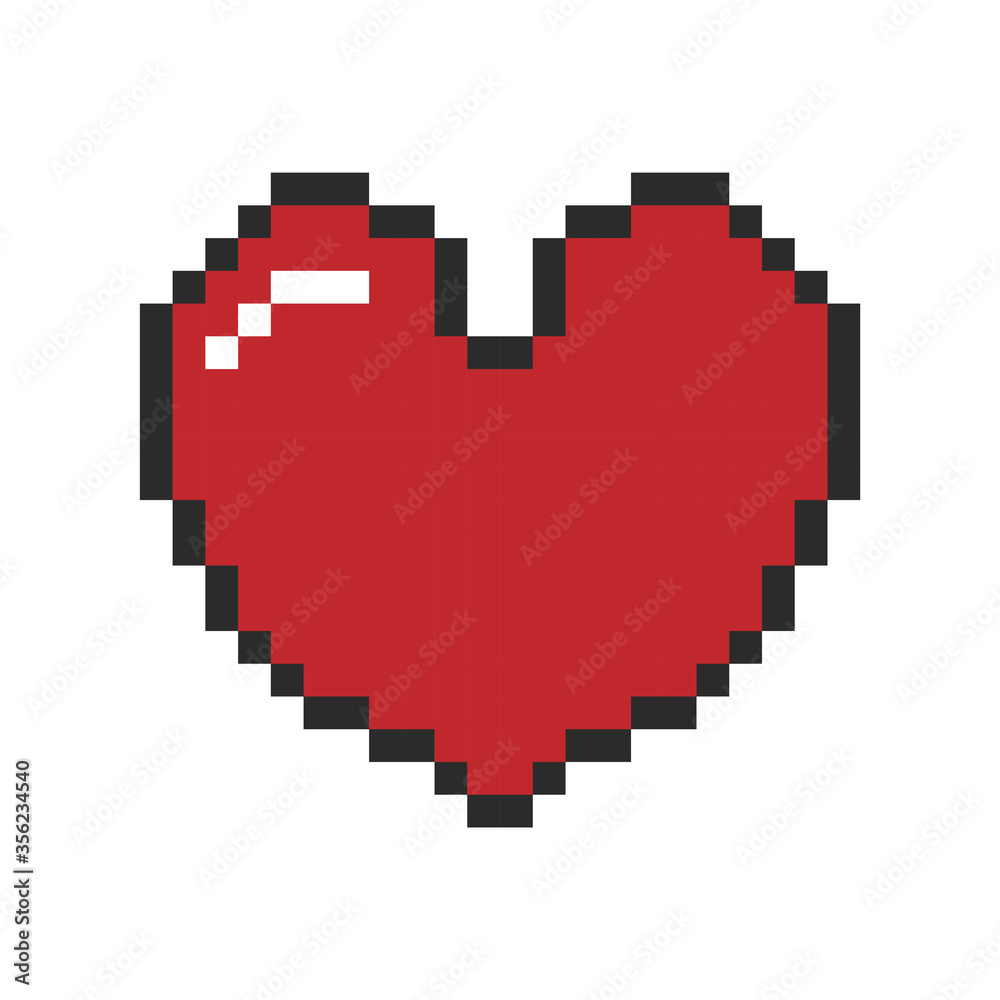 Pixel art heart. Pixel red heart icon. Vector illustration. Pixel art heart. Pixel red heart icon. Vector illustration.