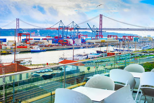Lisbon port, restaurant ter...