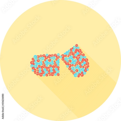 Essential vitamin and mineral complex in circle icon with long shadows. Vector creative design vitamin pill capsule. Multi Vitamin complex icons. Multivitamin supplement. Diet Infographic poster. 