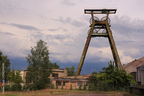 Alter Förderturm auf einer ehemaligen Zeche in Allstedt in Sachsen-Anhalt photo
