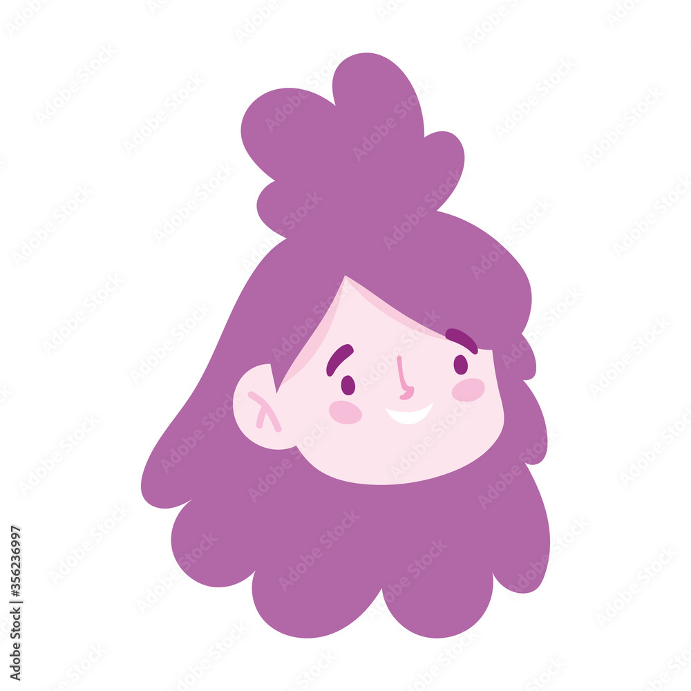 cute little girl face character cartoon isolated design icon