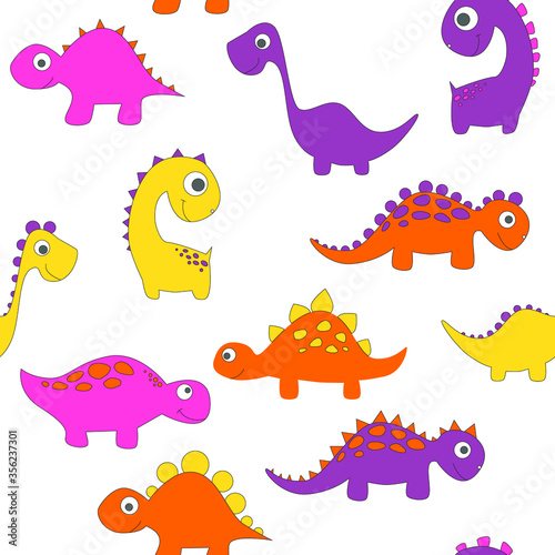 Childish dinosaur seamless pattern for fashion clothes  fabric  t shirts. hand drawn vector