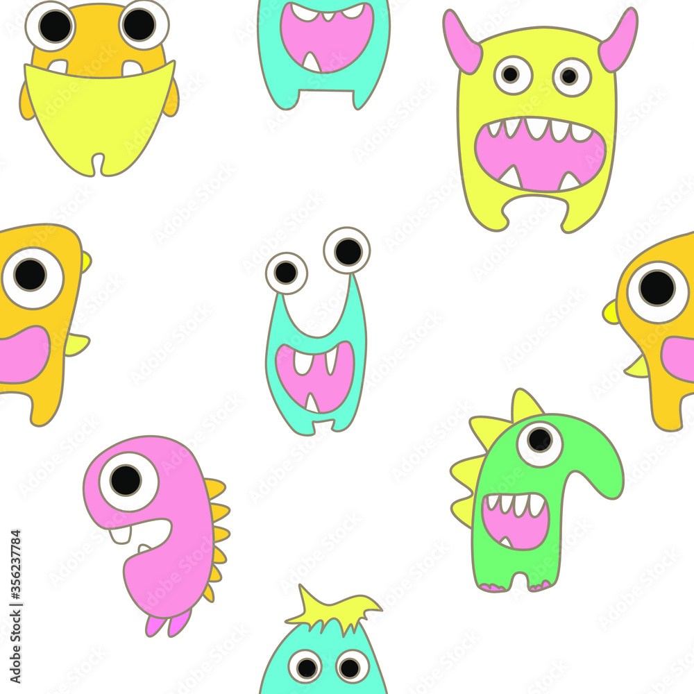 Obraz premium seamless pattern with monsters vector illustration