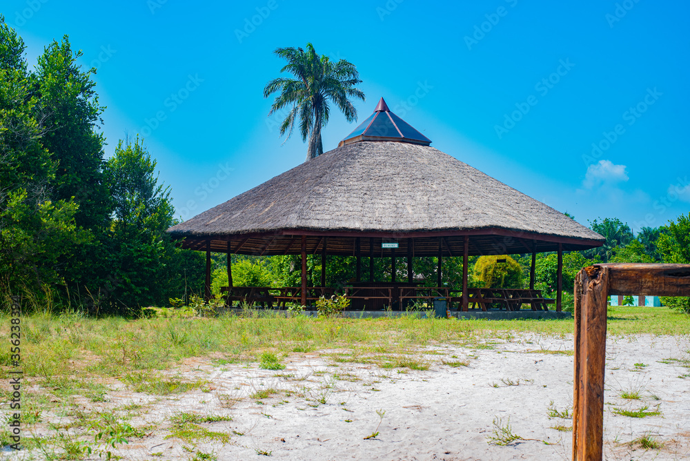 A little enclosure in the middle of a forest clearing