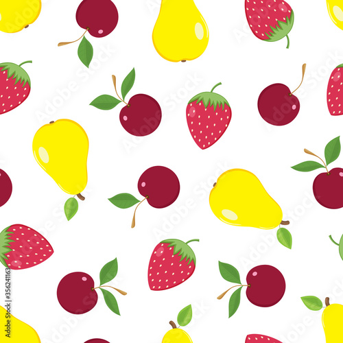 Fototapeta Naklejka Na Ścianę i Meble -  Summer fruit seamless pattern -02