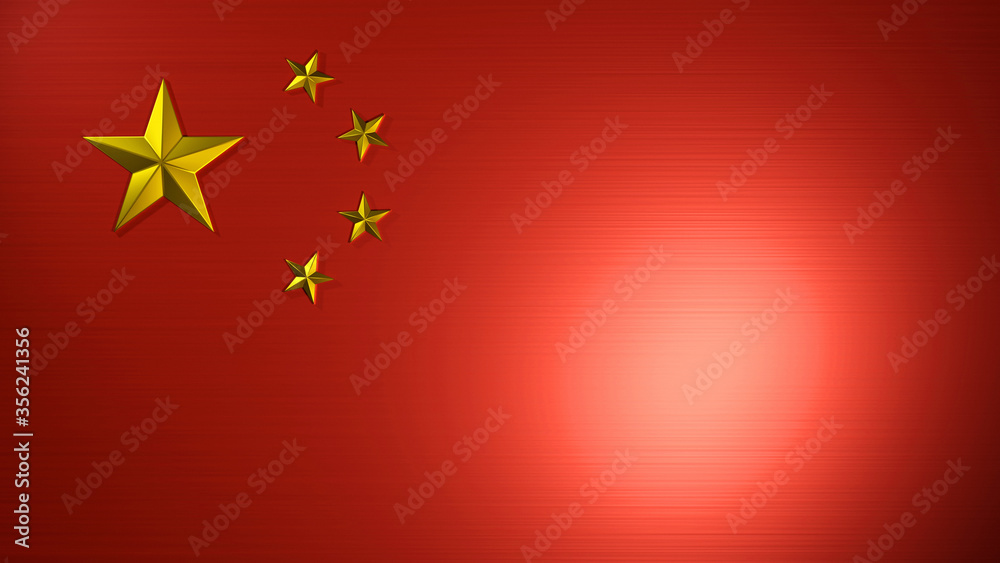 Chinese flag. Flag of the People's Republic of China. Metallic effect 3D render. Chinese flag. Flag of the People's Republic of China. Metallic effect 3D render.