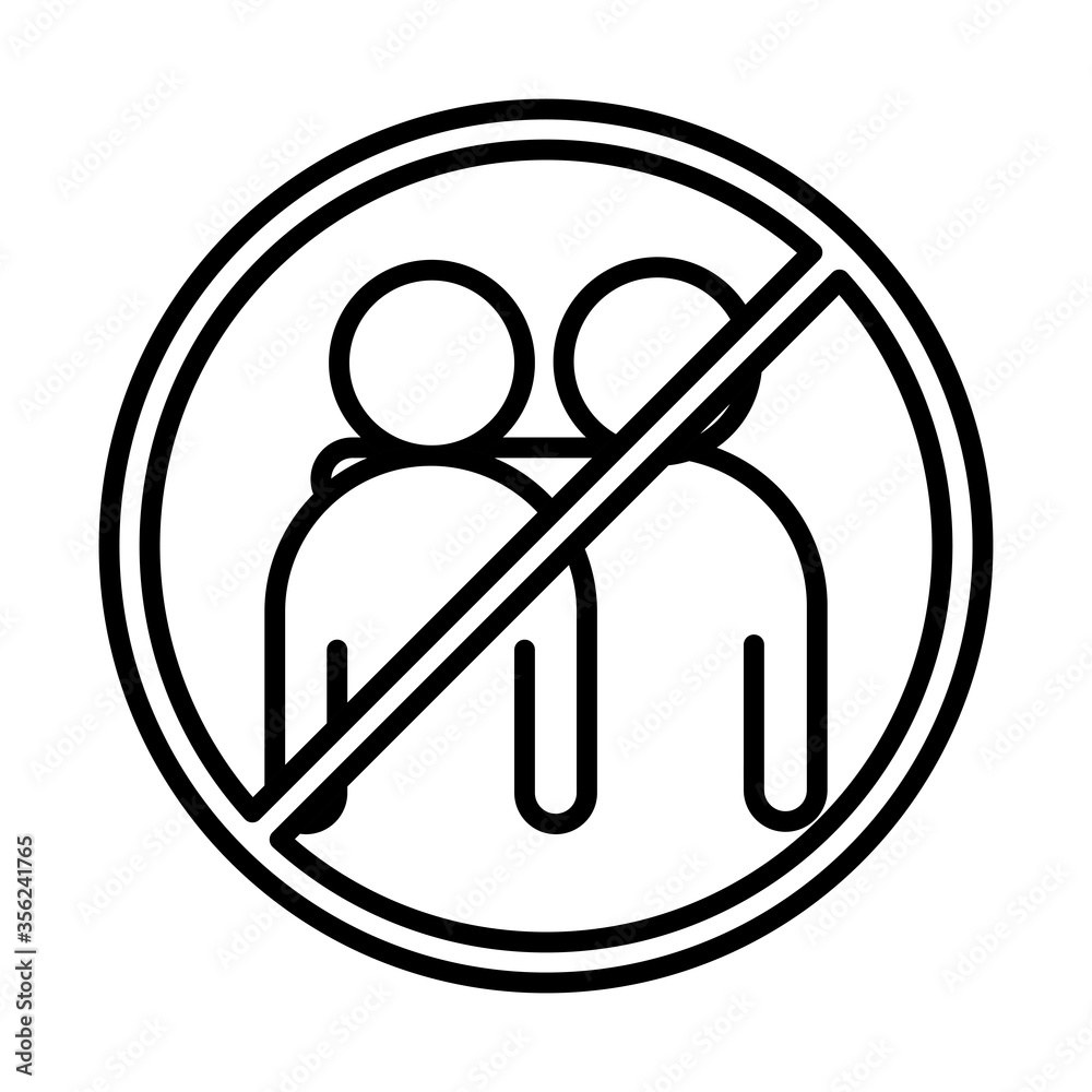 covid 19 coronavirus social distancing prevention, prohibition of hugging, close contact, outbreak spreading vector line style icon covid 19 coronavirus social distancing prevention, prohibition of hugging, close contact, outbreak spreading vector line style icon