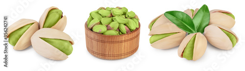 Wallpaper Mural pistachio with leaves isolated on white background with clipping path and full depth of field. Set r collection Torontodigital.ca