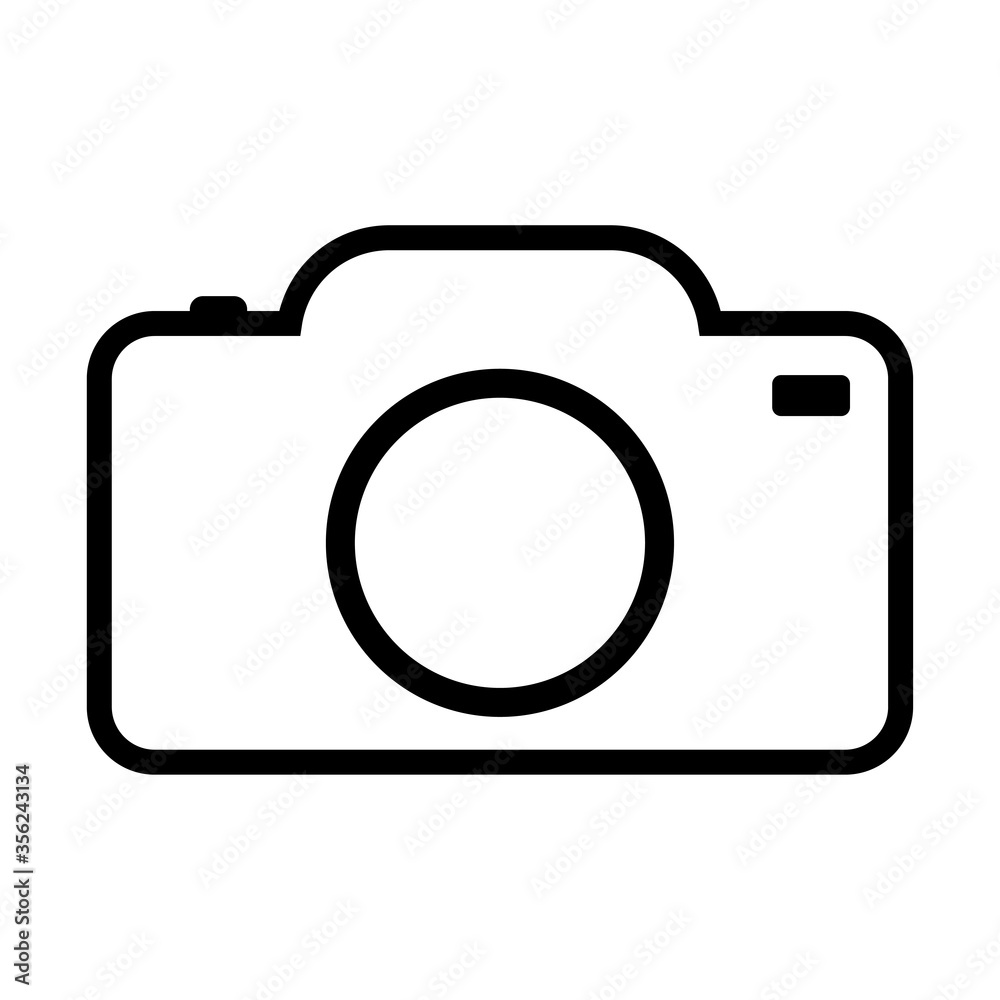 Photo camera flat icon, black line camera on white backgraund . vector illustration Photo camera flat icon, black line camera on white backgraund . vector illustration