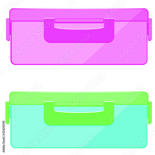 Set of 2 lunch boxes. Lunch box for school Breakfast. Isolated vector image on a white background. Clipart photo
