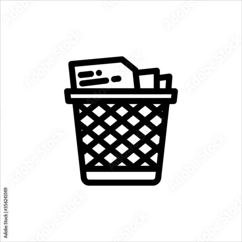 Trash Bin line flat line vector icon for mobile application, button and website design. Illustration isolated on white background. EPS 10 design, logo, app, infographic, 