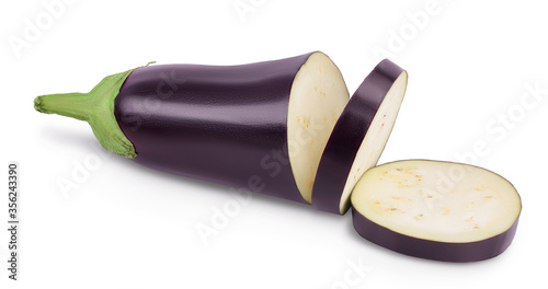 Eggplant or aubergine isolated on white background with clipping path and full depth of field