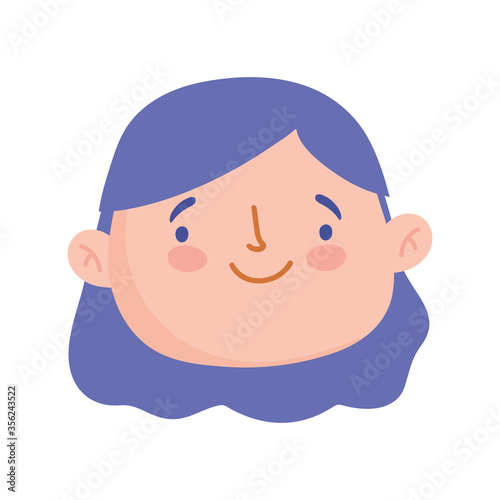 cute little girl face character cartoon isolated design icon