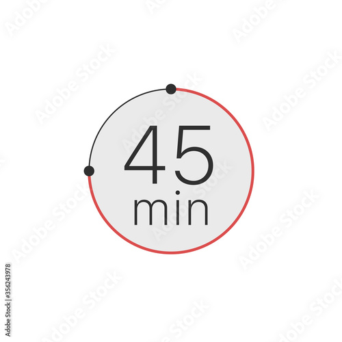 45 minutes timer, stopwatch or countdown icon. Time measure. Chronometr icon. Stock Vector illustration isolated on white background.