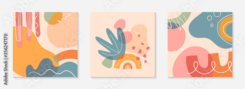 Bundle of modern vector collages with hand drawn organic shapes,textures and graphic elements.Trendy contemporary design perfect for prints,social media,banners,invitations,branding design,covers