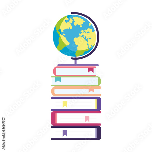 online education school globe on books stacked homework