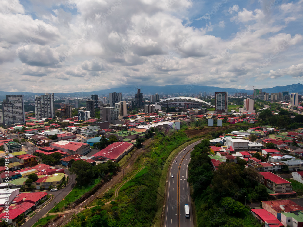 Beautiful Aerial view of  San Jose Costa Rica Down Town