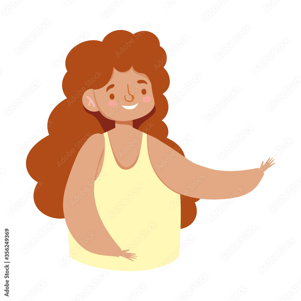 young woman character cartoon female figure isolated design icon