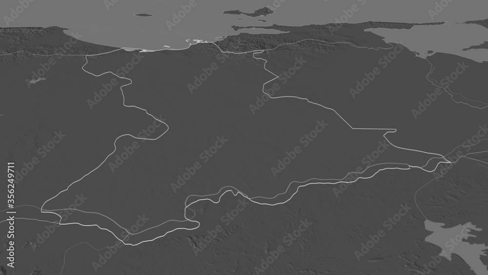 Anzoátegui, state with its capital, zoomed and extruded on the bilevel map of Venezuela in the conformal Stereographic projection. Animation 3D Anzoátegui, state with its capital, zoomed and extruded on the bilevel map of Venezuela in the conformal Stereographic projection. Animation 3D