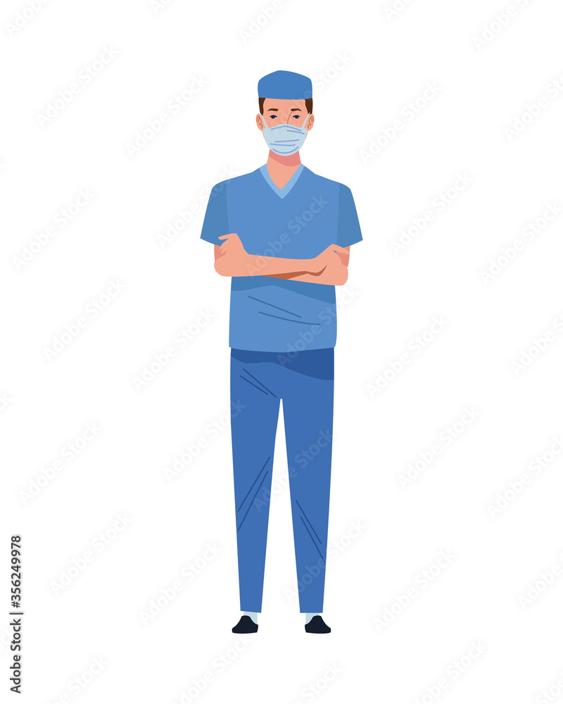 male surgeon doctor wearing medical mask and hat male surgeon doctor wearing medical mask and hat