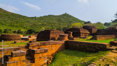 Landscape photo of a most famous Buddhist site called as udayagiri hill at jajpur, Bhubaneswar,odisha,india. many ancient statues and stupas present here  photo