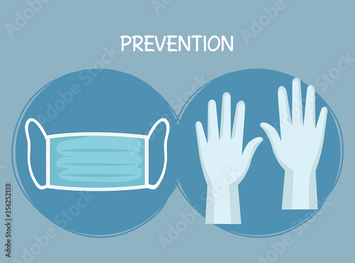 Mask and gloves design, Disinfects clean antibacterial and hygiene theme Vector illustration