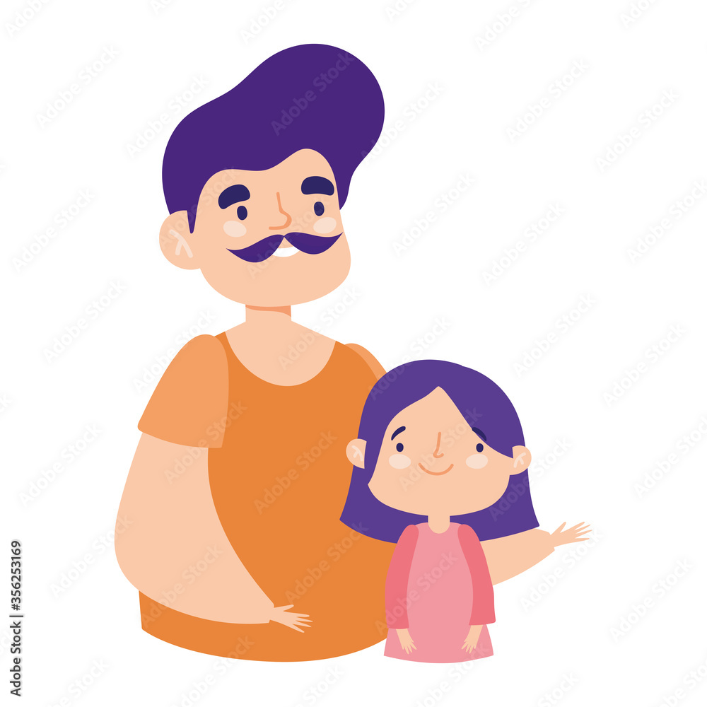 dad and daughter portrait characters family day dad and daughter portrait characters family day
