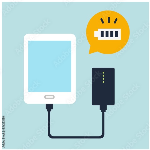 モバイルバッテリーとタブレット端末のイラスト素材