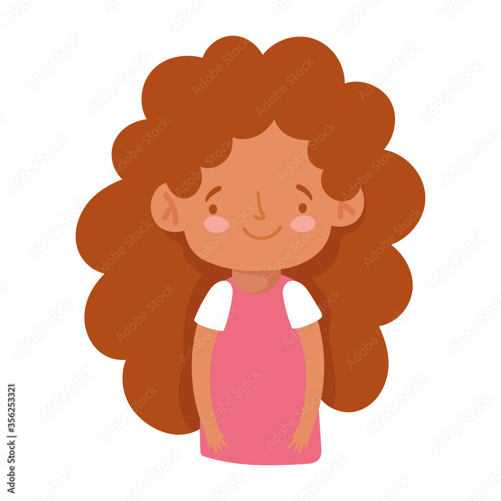 Obraz premium cute little girl cartoon character isolated design icon