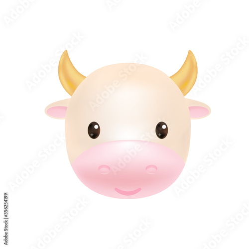Cute cow  bull smiling. 2021 Chinese symbol. Premium vector.