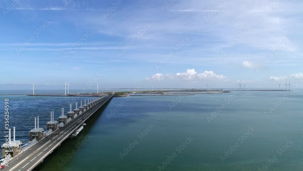 Road along Oosterscheldekering flood barrier Road along Oosterscheldekering flood barrier