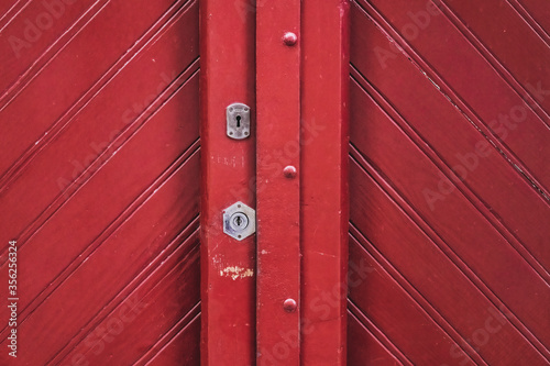 Vintage red wooden door