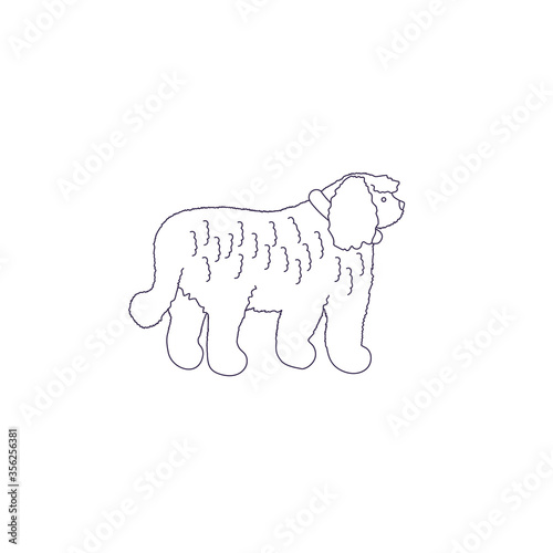 Funny line style icon of komondor for different design. Cute hungarian sheepdog.