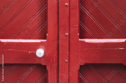 Vintage red wooden door