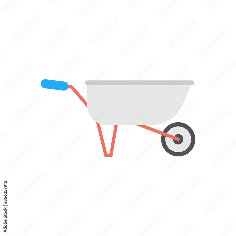 The wheelbarrow icon in flat design style. Hand cart sign for creative design element. The wheelbarrow icon in flat design style. Hand cart sign for creative design element.