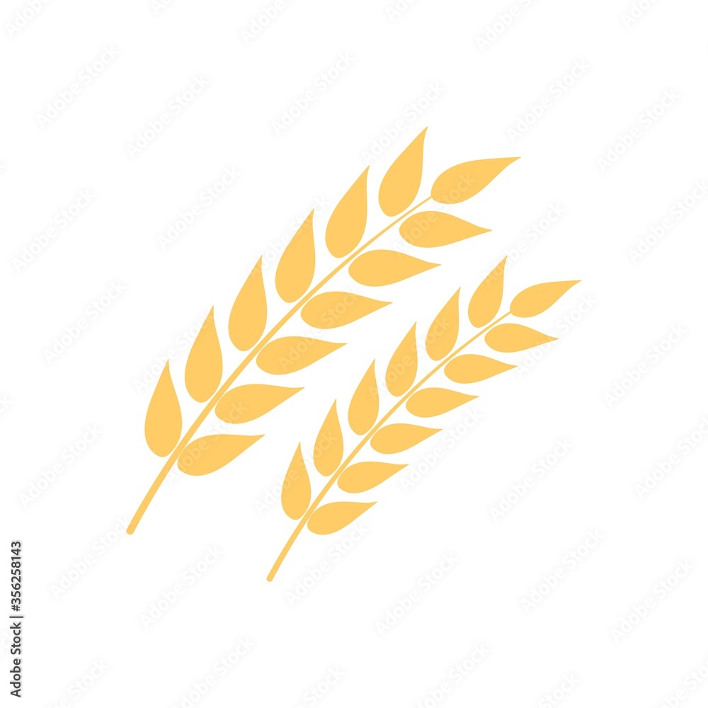 Wheat spikelets icon. Ears of wheat illustration. Flat icon design. Wheat spikelets icon. Ears of wheat illustration. Flat icon design.