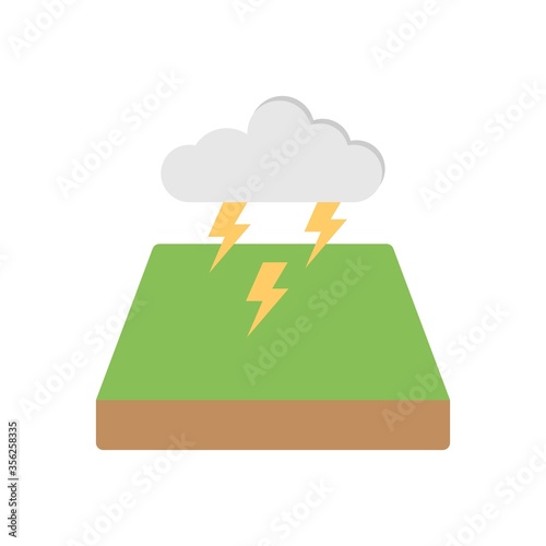 Cloud and lightning icon in flat design style. Weather forecast sign. photo