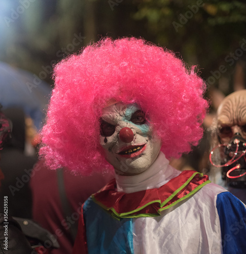 CDMX Mexico / Nov 02 2017 Halloween costumes are costumes worn on or around Halloween, a festival which falls on October 31 Trick or treat, Masked People , Halloween festival or carnival © Arturo Verea