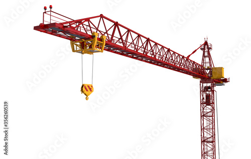 Building crane isolated on white background. Construction. 3d rendering photo