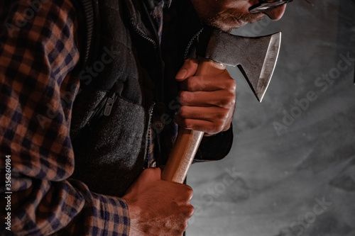 axe and lumberjack