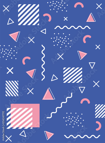 memphis geometric 80s 90s style abstract retro background design