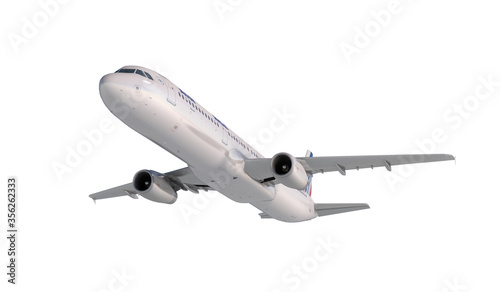 Passenger airbus a321 flying in the clouds. 3d rendering
