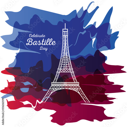 banner or poster for the French national day, label celebrate bastille day
