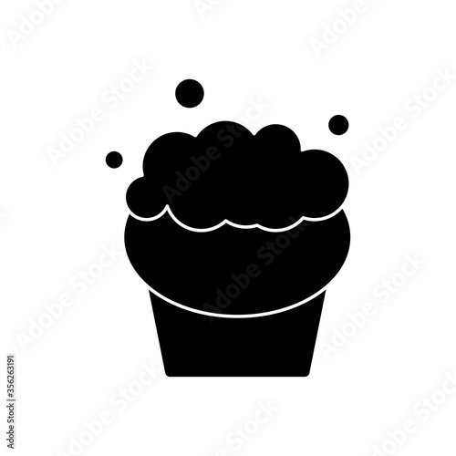 bucket with soapy water icon, silhouette style