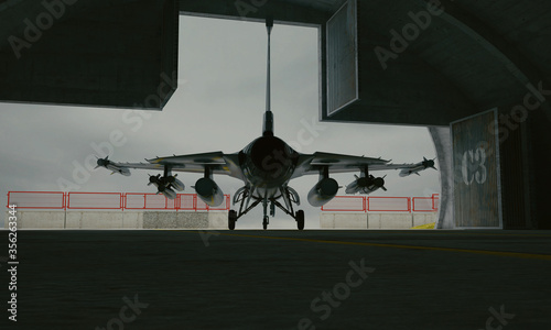F 16 , american military fighter plane. 3d render