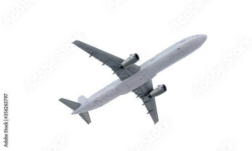 White plane flying. airplane isolate on white background